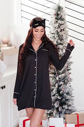 Cherrydew Bamboo Viscose Nightgown Women Super Soft Comfy Cooling Breathable Long Sleeve Sleepwear Button Down Sleep Shirts4