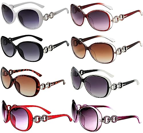 8-Pack Retro Fox Cat Eye Sunglasses for Women & Men, Oversized UV400 Unisex Shades - Classic Party Beach Multi-Pair Accessories