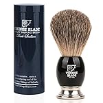 Luxury Shaving Brush for Men by VIKINGS BLADE, Ultra Heavy Acrylic & 316L Steel Handle, Super Strong Knot Backbone, Minimal Shedding, Fast Lather, Extremely Smooth & Plush on Skin (Dark Stallion)