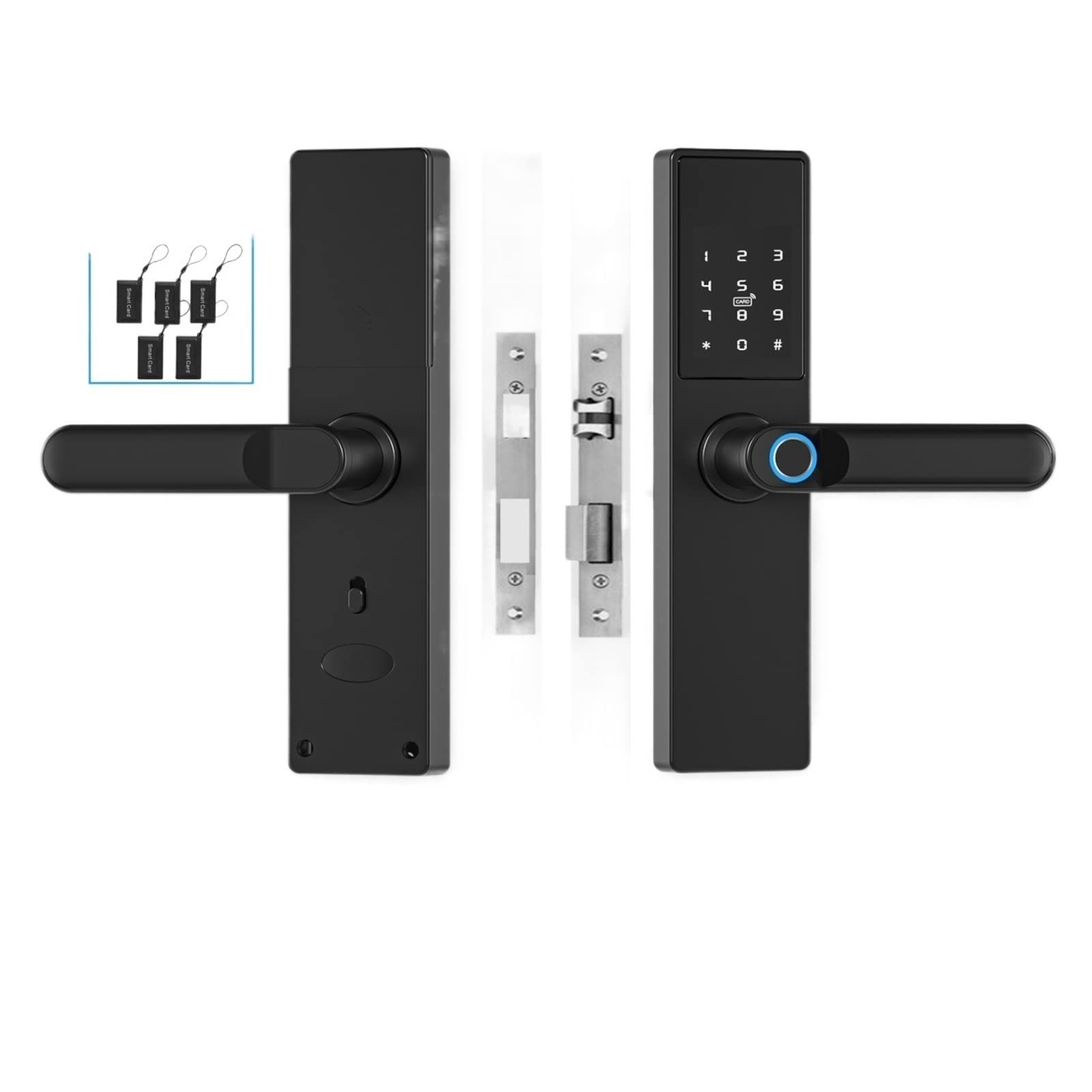 CVFRDD Smart Door Knob, Biometric Electronic Door Lock Digital Black Smart Tuya App Remote Unlocking Keyless Fingerprint Keyless Entry Door Handle(4085,Nero)