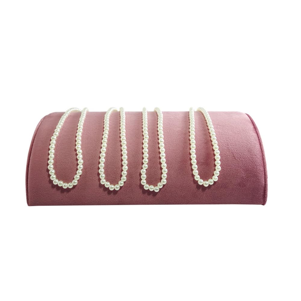SCIKHEFT Velvet Half Moon Bracelet Holder All Pink Velvet Jewelry Rack Bracelet Display Props for Showcase