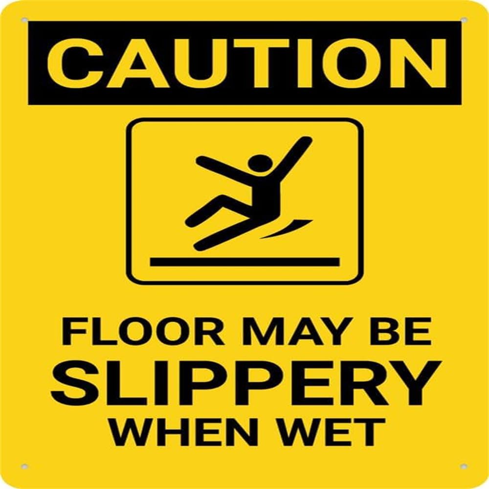Caution Floor May Be Slippery When Wet Sign For House 12X12 Outdoor Metal Signs For Home Farm Yard Sign, Premium Aluminum
