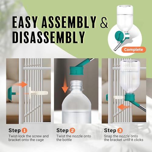 Image of Choco Nose No-Drip Small Animal Water Bottle - Leak-Proof Patented Nozzle Helps Prevent Pet Cage Mess & Wet Bedding - Guinea Pig, Rabbit, Ferret, Hamster - BPA Free, Easy Install, 10.2 fl oz (C128)