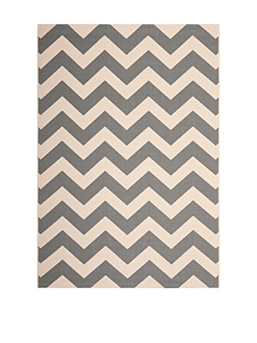 SAFAVIEH Geometrisch Teppich für Wohnzimmer, Esszimmer, Schlafzimmer - Courtyard Collection, Kurzer Flor, Grau und Beige, 160 X 231 cm SAFAVIEH Geometrisch Teppich für Wohnzimmer, Esszimmer, Schlafzimmer - Courtyard Collection, Kurzer Flor, Grau und Beige, 160 X 231 cm