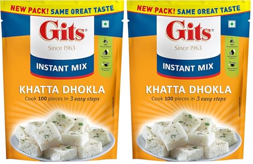 Image of Gits Instant Khatta Dhokla Mix, Makes 100 Per Pack, Pure Veg, Instant Indian Snack Mix, 500g (Pack of 2)