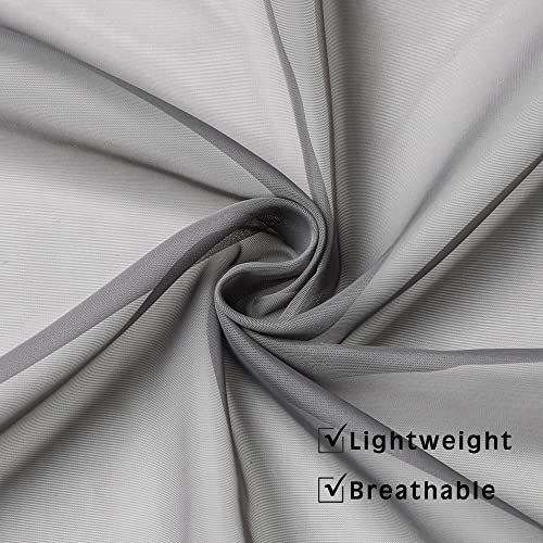 Image of OWENIE Grey Sheer Kitchen Valance for Windows Set of 2, Small Modern Rod Pocket Voile Valance Curtain Window Treatment Decor for Living Room Bathroom Cafe Laundry Basement, 42 inch W x 14 inch L
