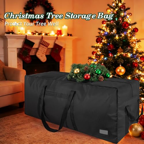 Image of 9 ft Christmas Tree Storage Bag, Heavy Duty Christmas Tree Bag with Reinforced Handles and Dual Zippers Wide Opening, Large Capacity fits for Artificial Christmas Tree (Black, 9 ft)