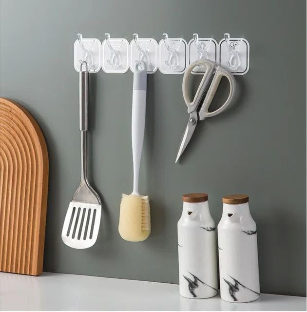 Image of ABS Plastic Multifunctional Decorative Hooks, AMEE Door Hanger, 2 | Key Holder, Wall Mounted Adhesive, Coat Hanger, Hat Rack, Sundries Organizer