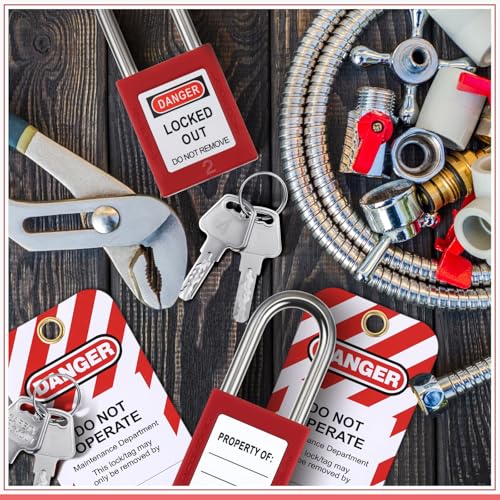 Image of 30 Sets Lockout Tagout Locks Kit, Safety Padlock, Loto Locks Keyed Differently Lock Out Tag Out 61 Pcs Safety Padlocks with 30 Lockout Tagout Tags Red for Stations and Devices