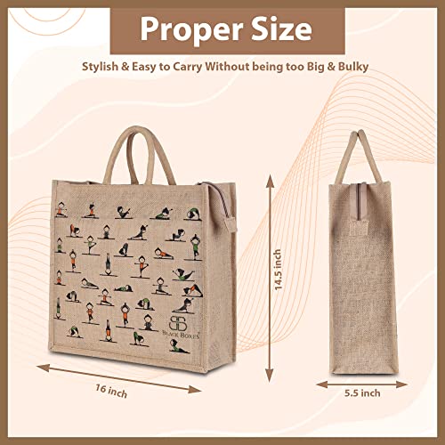 Image of BLACKBOXES Big Eco Cotton Jute Shopping Bags for Carry Milk Grocery fruits Vegetable with Reinforced Handles jhola Bag - Kitchen Essential