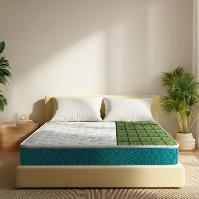 Image of Kurlobond Essential Mattress| Natural Coir & Rebonded Foam| Firm Back Support with Soft Foam Quilt | Breathable & Durable|Queen|75x66x5| 10-Year Warranty