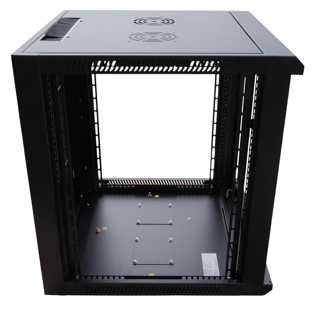 19 Zoll Netzwerkschrank 4 HE BxT 570 x 350 mm RAL 9005 inkl. Zubehör | abschließbare Tür, inkl. Montagematerial, tiefenverstellbaren Montageschienen, 60kg Traglast