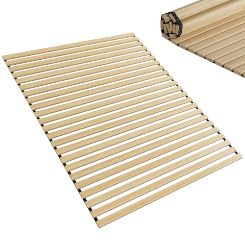 FIVMEN Somier de láminas de 160 x 200 cm con 23 listones, de abeto chino con banda de goma negra, adecuado para todos los colchones, soporta hasta 300 kg aprox