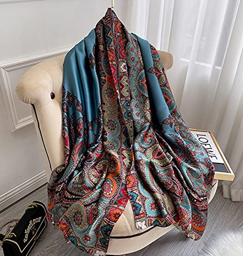 Image of ZDMHSH Fashion Scarves Scarf 100% Silk Feeling Scarf Silk Like Scarves Long Lightweight Sunscreen Shawls for Women