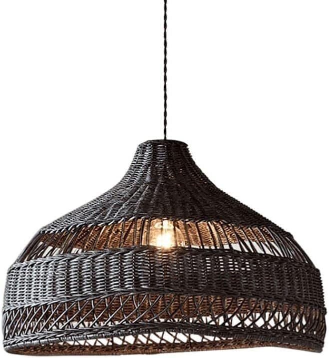 Lanterne osier suspendue ZR98US : le lustre rotin pour un intérieur cosy