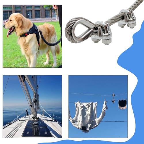 Mozeat Lens 557141_1_VJWHAMPM M6 Cable Clamps Thimbles 1/4 Inch Wire Rope Clamp Silver Thimble And Aluminum Crimping Loop 304 Stainless Steel Wire Rope Accessory Kit thumb #5