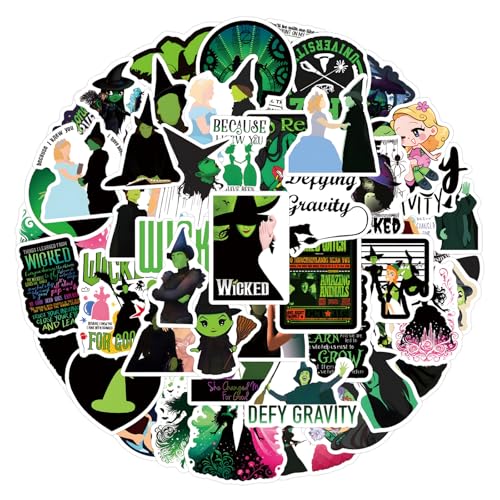 50pcs Witchy Stickers for Teens Adult Waterproof Vinyl Movie Decal for Water Bottle Skateboard Guitar Travel Case Bike Laptop Car Bumper Luggage Phone (Wick55)