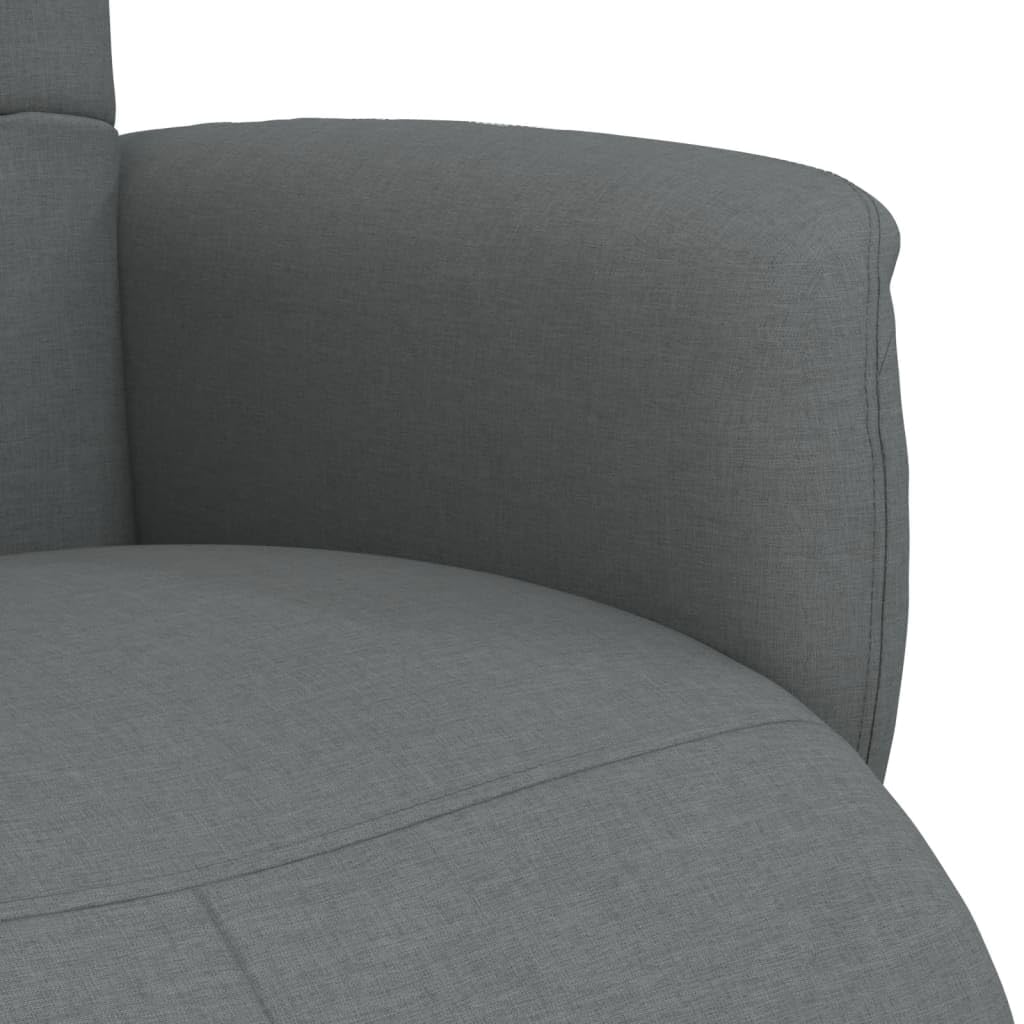 Relaxsessel mit manueller Liegefunktion und Fußstütze, 360 Grad drehbarer Fernsehsessel aus Stoff, Polstersessel für Wohnzimmer, Ruhesessel Dunkelgrau, 71 x 84 x 105 cm