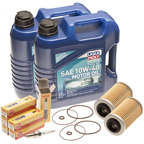 2 Pack Oil Change Service Kit Spark Plugs SeaDoo 4-Tec GTX GTI RXP RXT Wake 02-16