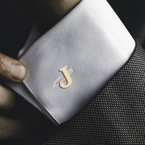 Men's Gold Alphabet Cufflinks 1 Pair with Gift Box3