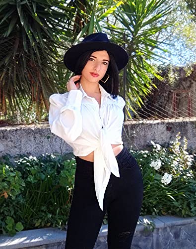 roswear Women’s High Waisted Bell Bottom Stretch Ripped Curvy Flare Jeans3