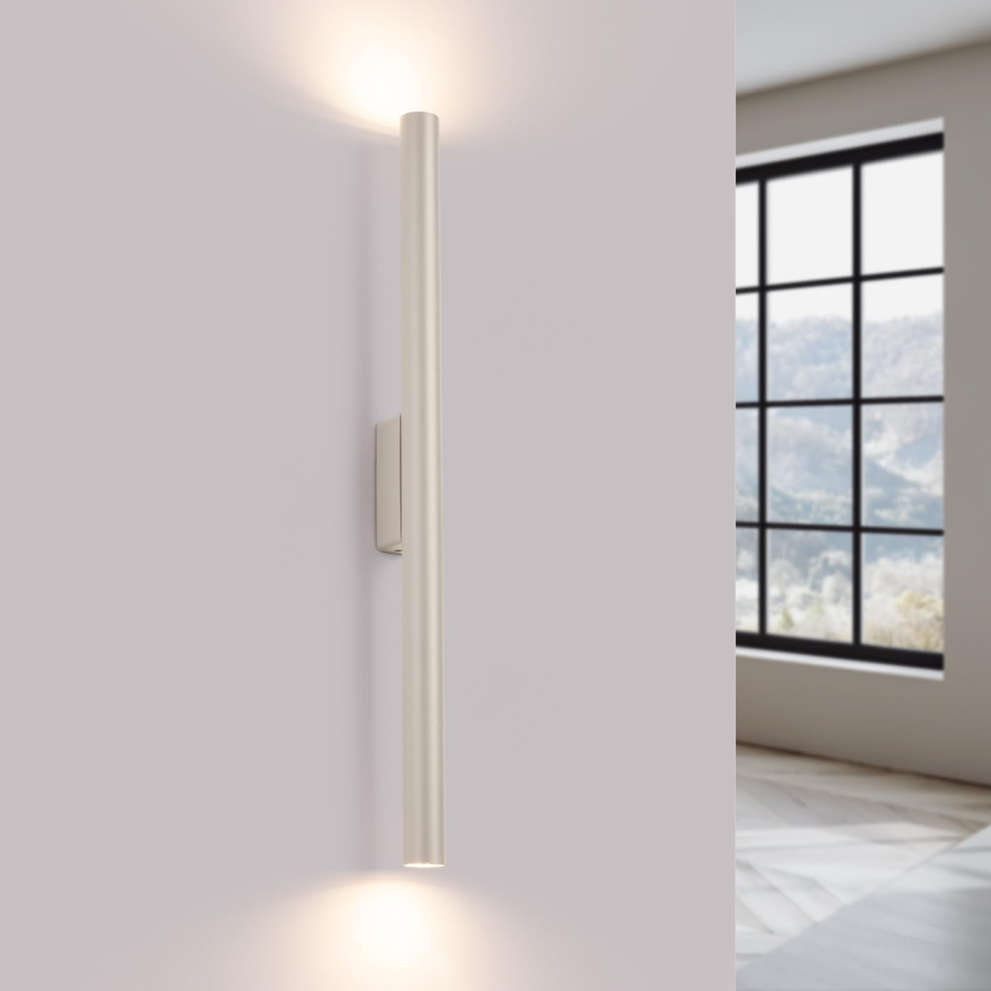 SOLLUX lighting Wandleuchte Innen Wandlampe Stahl 1 Flammig 2,5 x 5 x 50 cm Beige Pastelo