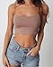 Amilia Women's Basic Solid Cami Spaghetti Double Layer Crop Tank Top (Black&White&Light Brown, S)