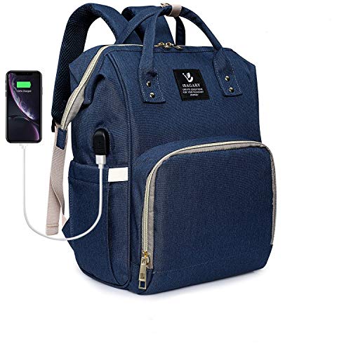 S-ZONE Upgrade con USB Mochila Multifuncional Cambiar Pañales Gran Capacidad con Correas y Almohadilla Para Cambiar Pañales y Bolsillo Biberón Aislado para Mamá Papá