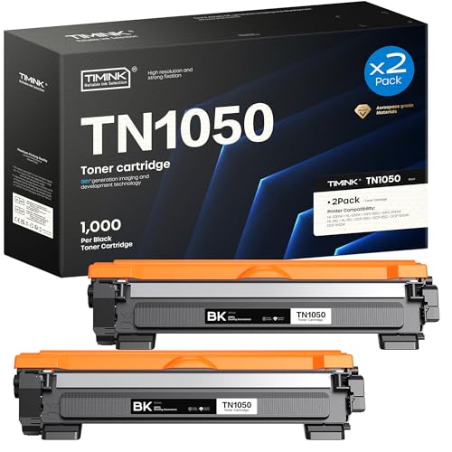 Timink 2er-Pack TN1050 TN-1050 Kompatible für Brother TN1050 Toner Kompatible für HL-1210W DCP-1612W MFC-1910W DCP-1610W HL-1212W HL-1110 DCP-1510 DCP-1512 DCP-1610 MFC-1810 (2 schwarz)