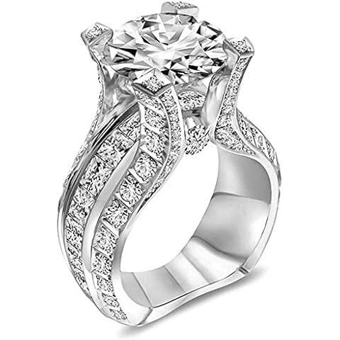 925 Sterling Silver Shiny Full Diamond Gemstone Ring Cubic Zirconia Rings 2.5 Carat CZ Diamond Multi Row Ring Eternity Engagement Wedding Band Ring for Women (US Code 7) Cover