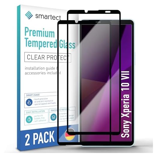 smartect Schutzglas [2 Stück, Full Screen] kompatibel mit Sony Xperia 10 VII, HD Schutzfolie Anti-Kratzer, Blasenfrei, 9H Härte, 0.3 mm Ultra-klar, Ultrabeständig