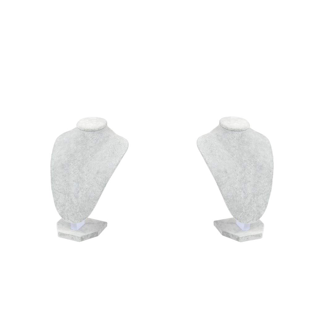 SDENSHI2 Pcs Grey Velvet Necklace Display Bust Stand Mannequin, Jewelry Display, Premium 29x21cm