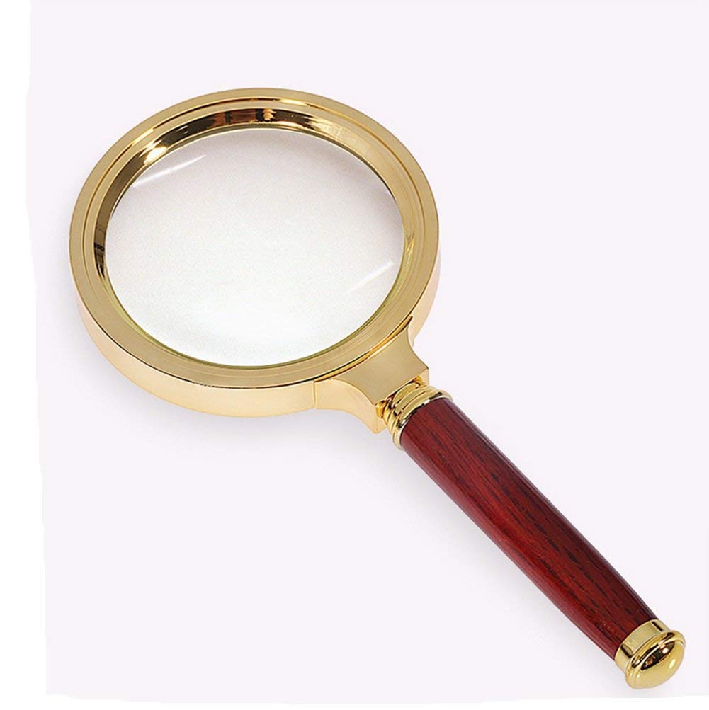 Lupas 5X Lupa de Mano Lupa de lectura con Mango Rojo Gafas de vidrio para leer libros Periódicos Pasatiempos Observación Aula Ciencia