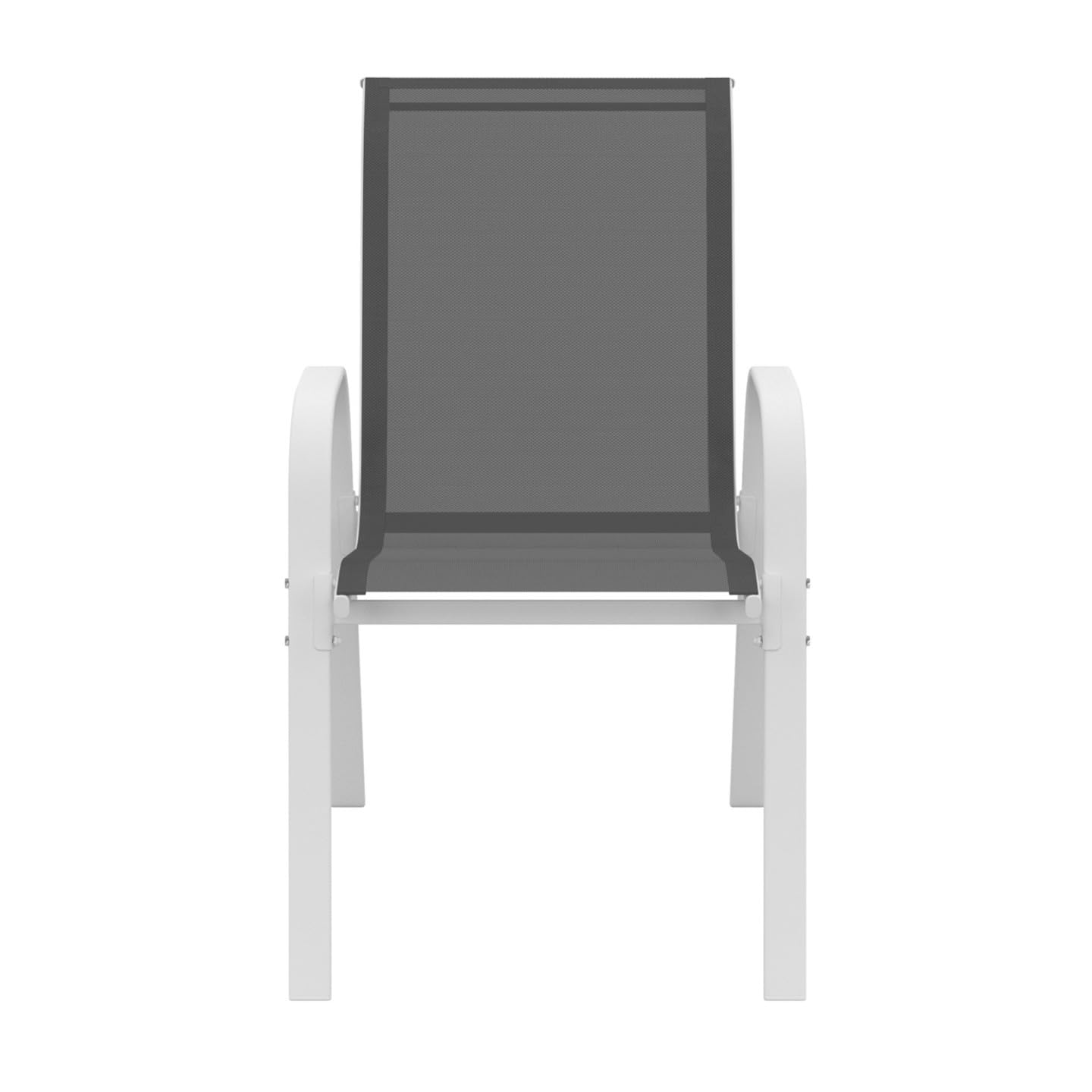 IDMarket - Set di 6 sedie da giardino impilabili LYMA in metallo e textilene, bianco e grigio