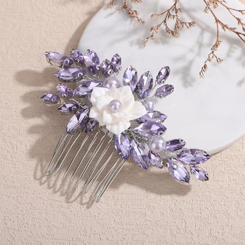 Adorno Floral para Cabello con Cristal y Pedrería Morada miniatura 2