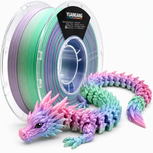 YUANEANG Silk Memphis PLA 3D Printer Filament 1.75mm, 1kg Spool, High-Gloss Multi-Color Silk PLA, Smooth Shiny Finish, ±