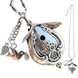 KUSIAPA Birdhouse Necklace • The 1951 'Magnolia Silverware Birdhouse,Vintage Handmade Hollow Bird Pendant Necklace for Bird Lovers Jewelry Collectors (Birdhouse Necklace A)