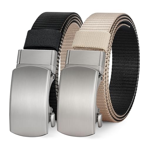 KASBAH Men's Reversible Belt Ratchet Nylon Belt for Men Casual Web Golf Belt for Jeans Pants Work
