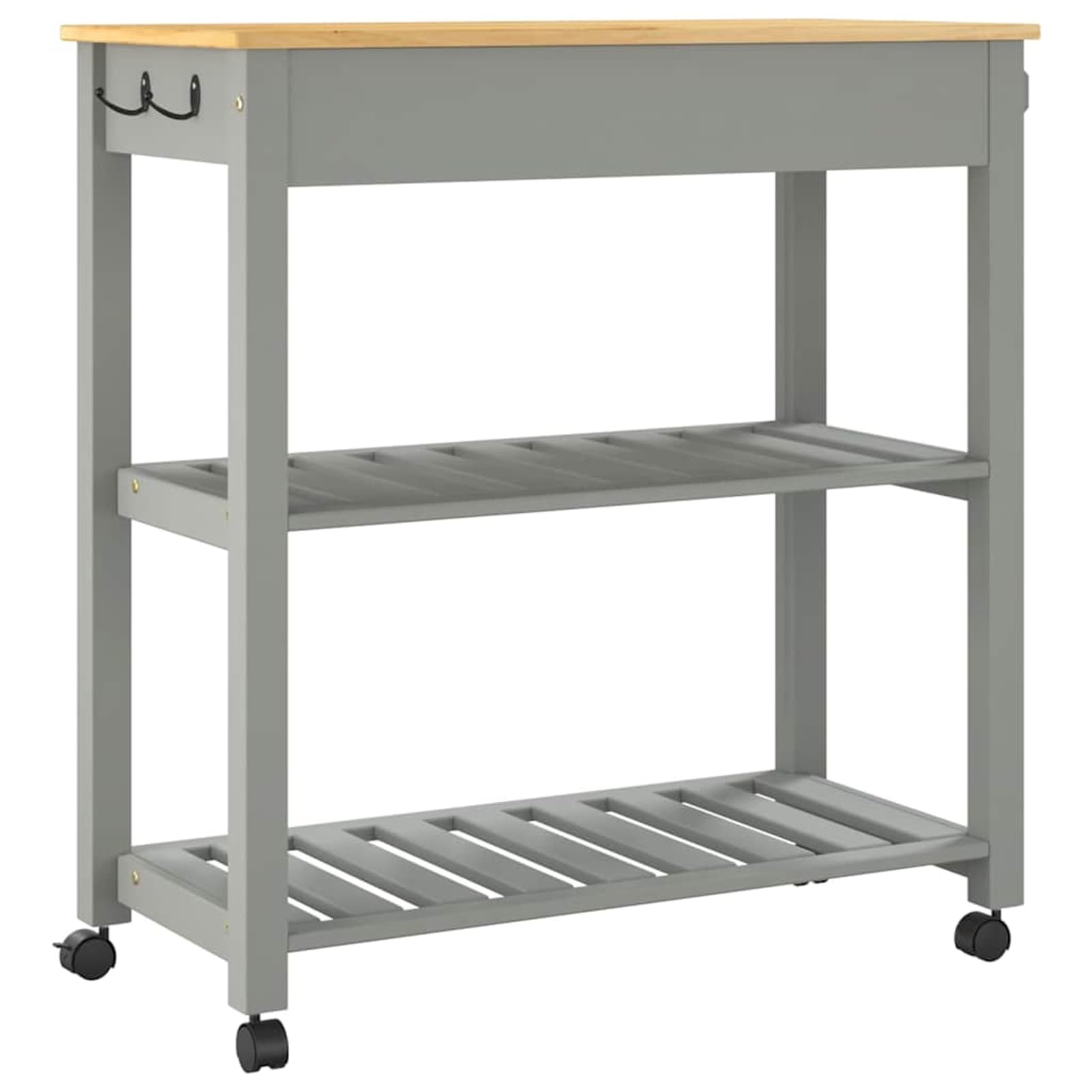 Carrello da Cucina Monza 84x40x88,5 cm in Legno Massello di Pino