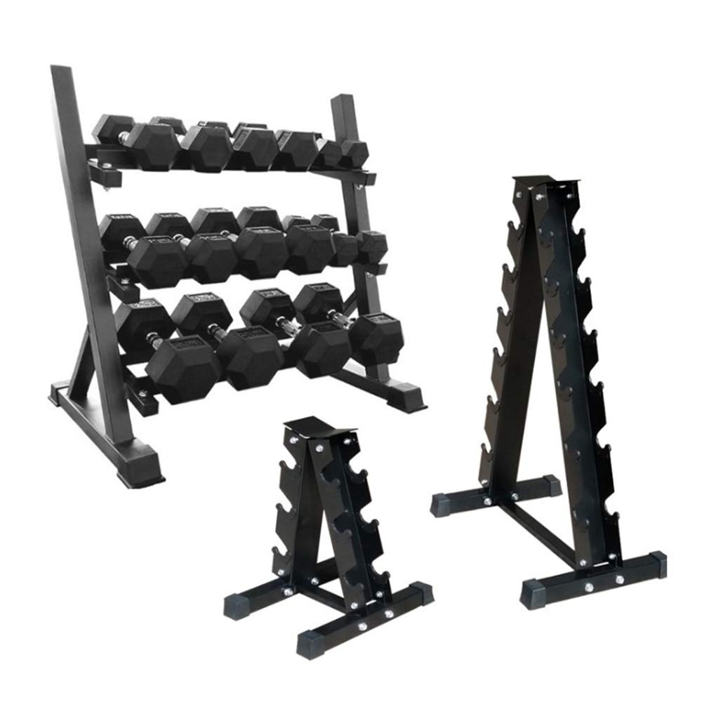Support d'haltères courts, en acier résistant, capacité de charge de 200 kg, 6 niveaux, noir