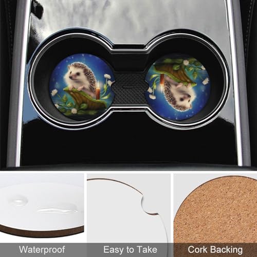 Set de 4 Posavasos para Carro, Erizo en Hojas, 2.56 pulg miniatura 5