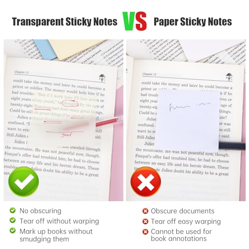 Notes adhésives transparentes premium - 600 intercalaires invisibles pour documents clairs - 5