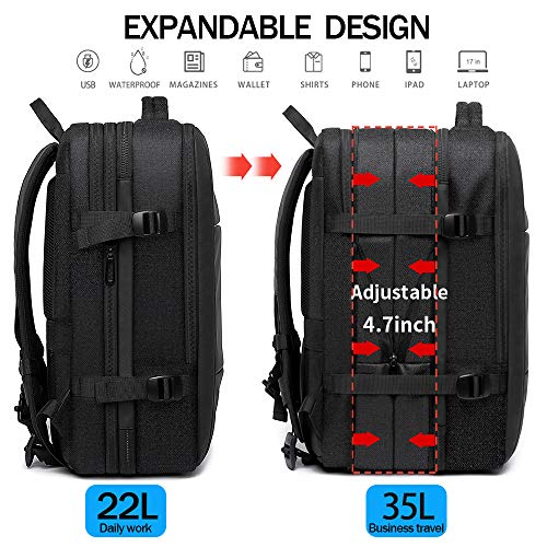 35L Travel Backpack for Men,Flight Approved Carry On Backpack for International Travel Bag, Water Resistant Durable 17-inch Laptop Backpacks,Large Daypack Business Weekender Luggage Backpack for Women
