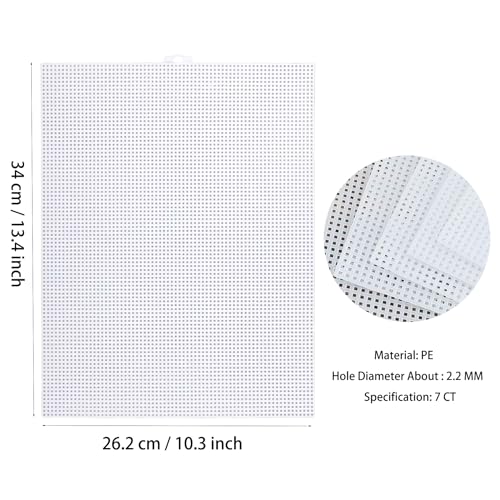 Image of 4 Pieces White Plastic Mesh Canvas Sheets,7 Count 10.3 x 13.4 Inch Plastic Mesh for Embroidery,Knit Crochet Projects, Acrylic Yarn Crafting and Make Dividers (4)