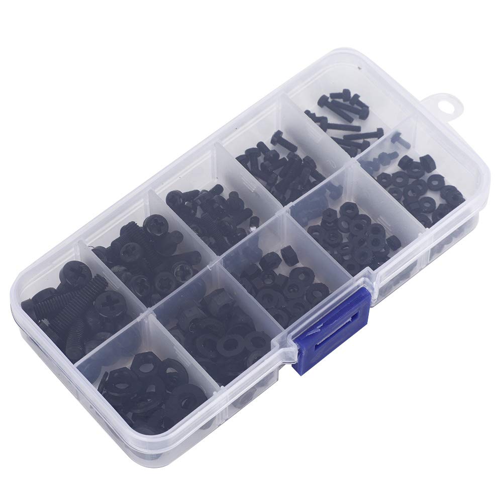 Set di Dadi in Nylon 270 Pezzi, Kit di Dadi Esagonali in Nylon M2/M2.5/M3/M4/M5, Rondelle e Dadi, Elementi di Fissaggio Hardware per Varie applicazioni. (Set viti in nylon