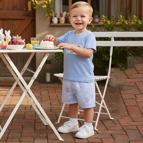Image of Kavousa Toddler Boy Easter Outfit Baby Boy Bunny Short Sleeve T Shirt And Shorts Set 2 Piece Spring Summer Clothes