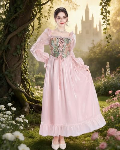 Image of NSPSTT Women Girls American Pioneer Colonial Dress Prairie Costume