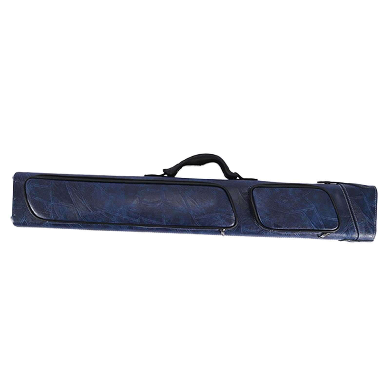 Yiju Pool Cue Case Protector 1/2 Snooker Billiard Cue Case PU Leather Portable with External Pocket Storage Pouch Carry Bag, Blue