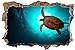 Produktbild DesFoli Schildkröte Natur Meer Sonne 3D-Optik Wandtattoo 70 x 105 cm Wandbild Sticker Aufkleber D131