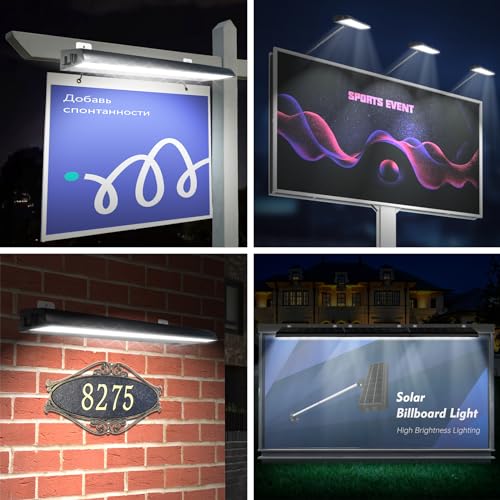 Image of Solar Sign Lights Outdoor with 232 LEDs Super Bright, IP65 Waterproof, 8000MAh Commercial Solar Billboard Light for Real Estate Signs, Business, Advertisement, High Way Sign Lighting